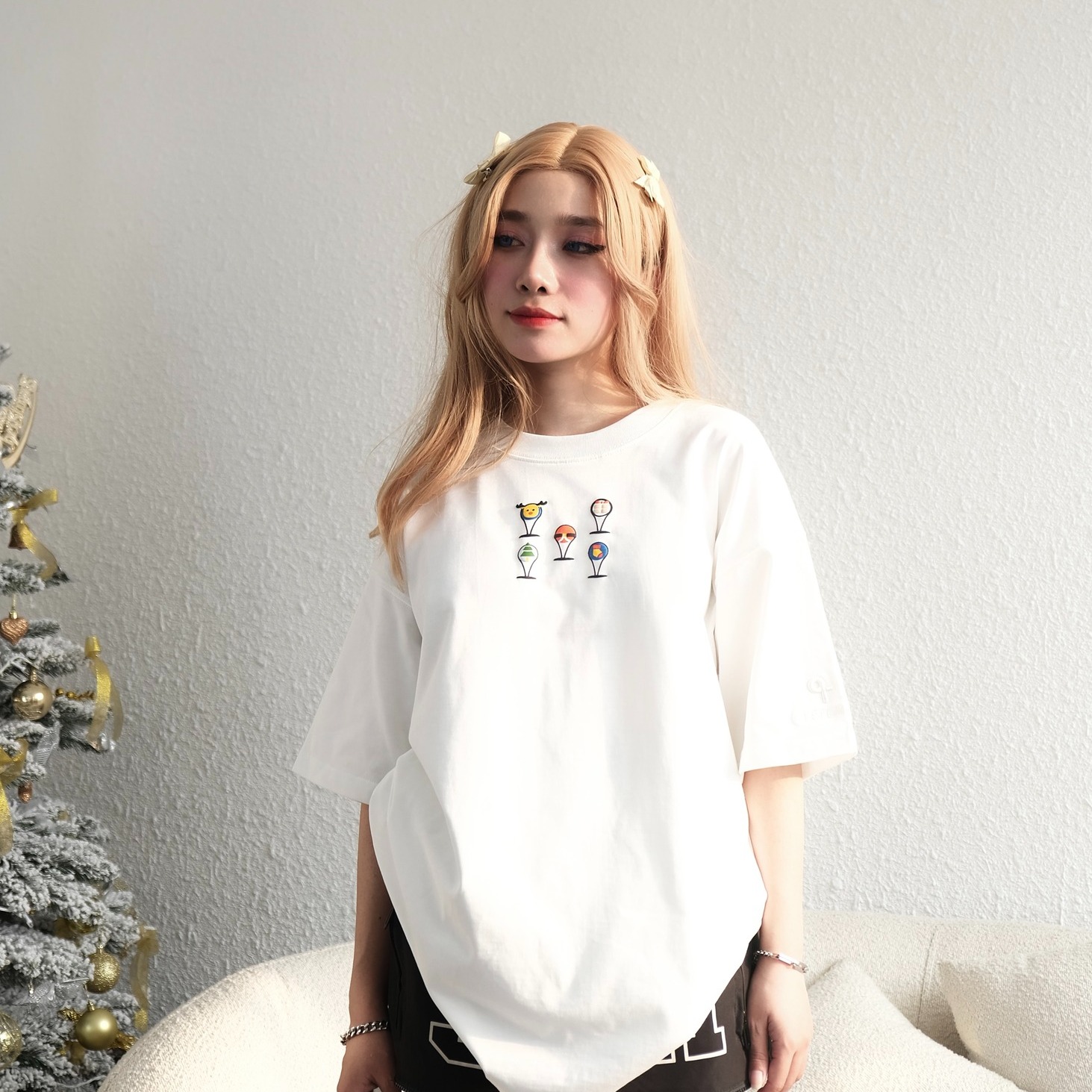 áo thun oversize cslavie balloon white 910
