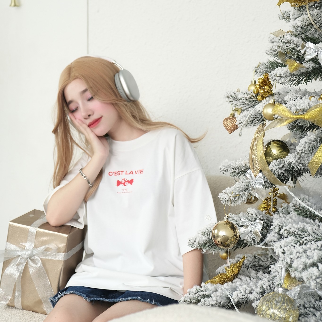 áo thun oversize cslavie candy white 123