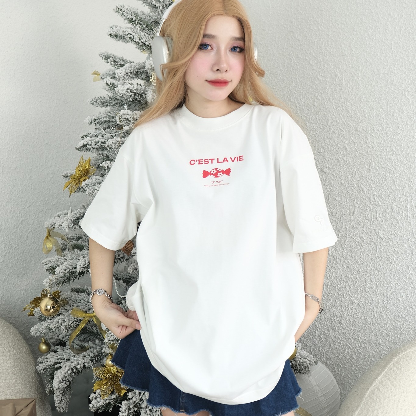 áo thun oversize cslavie candy white