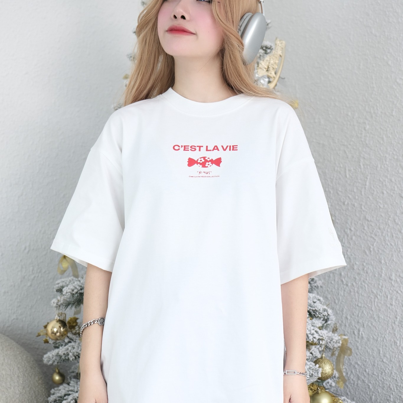 áo thun oversize cslavie candy white