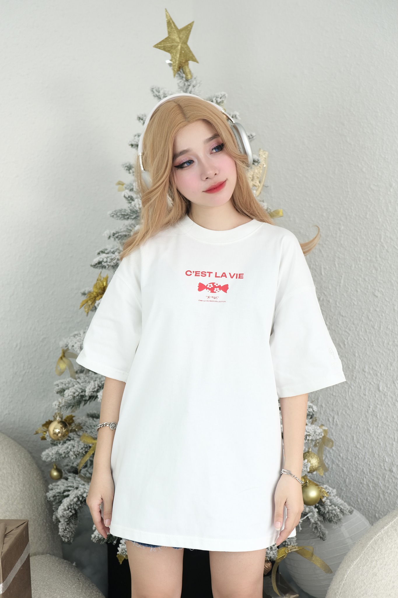 áo thun oversize cslavie candy white