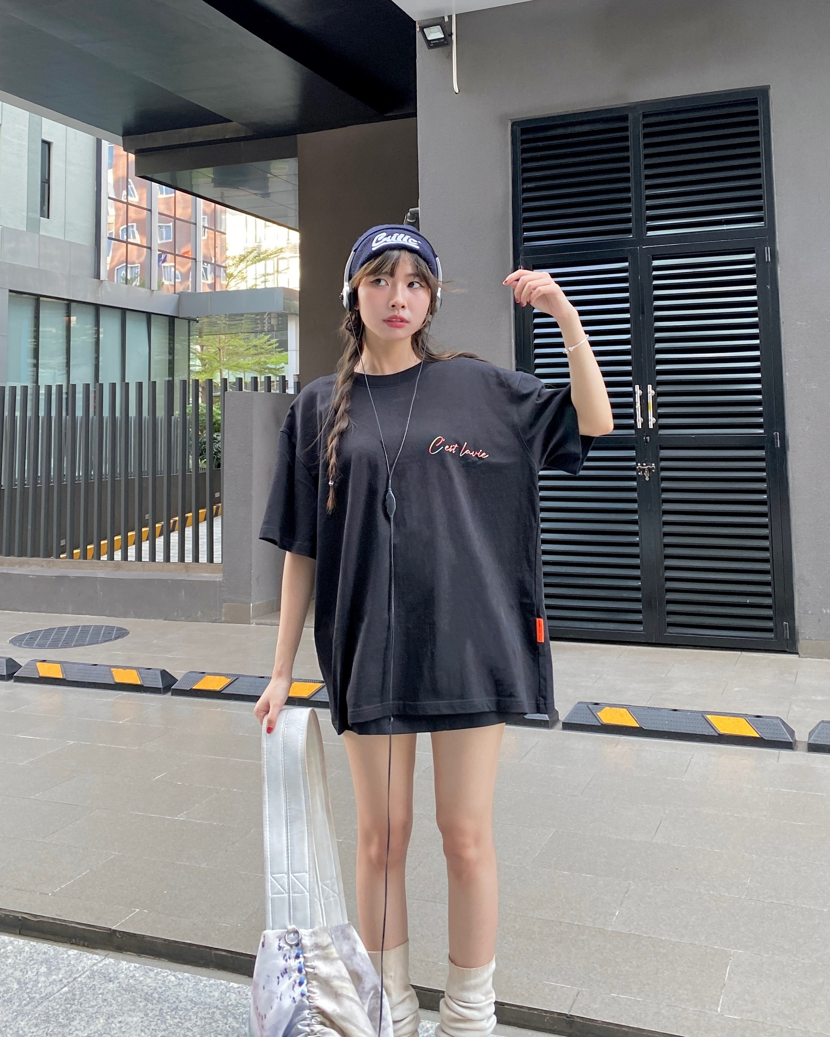 áo thun oversize cslavie detail black