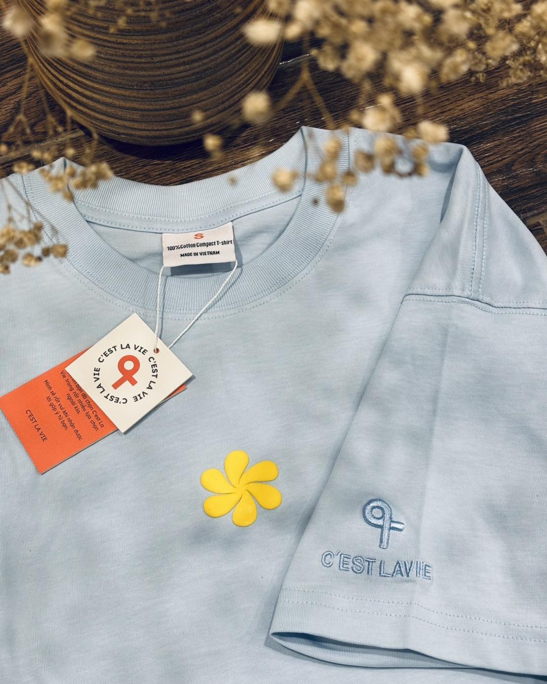 áo thun oversize cslavie flower blue