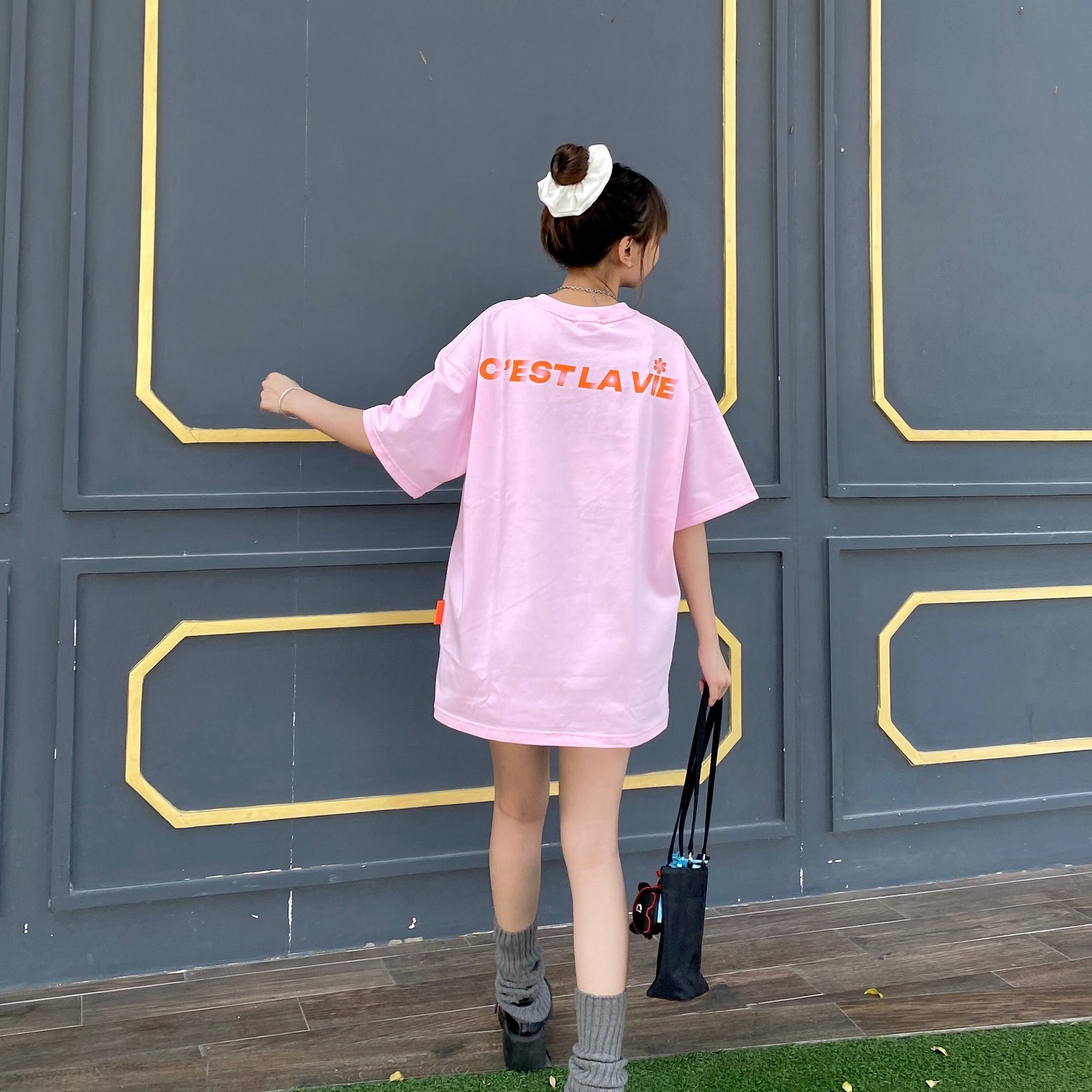 áo thun oversize cslavie flower pink 913