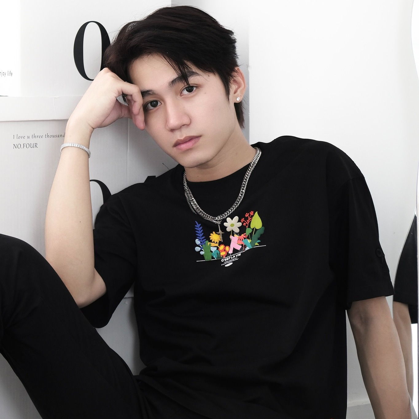 áo thun oversize cslavie garden black