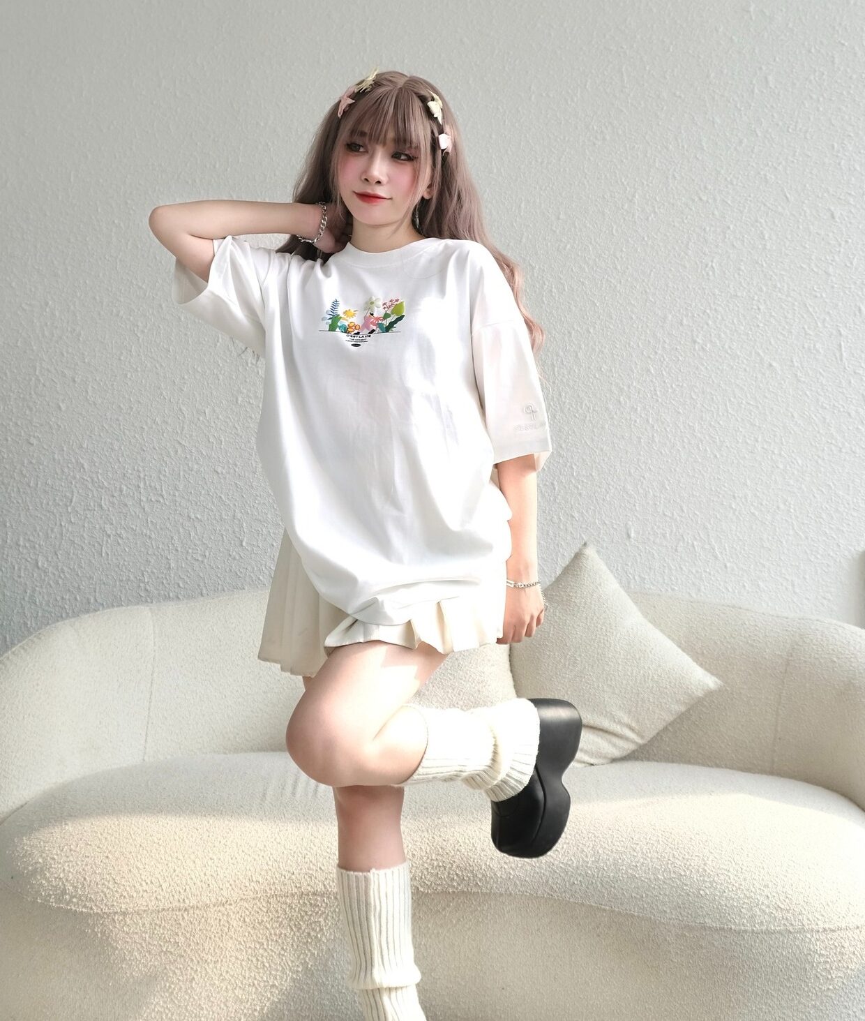 CSLAVIE garden white oversized t-shirt product aesthetic