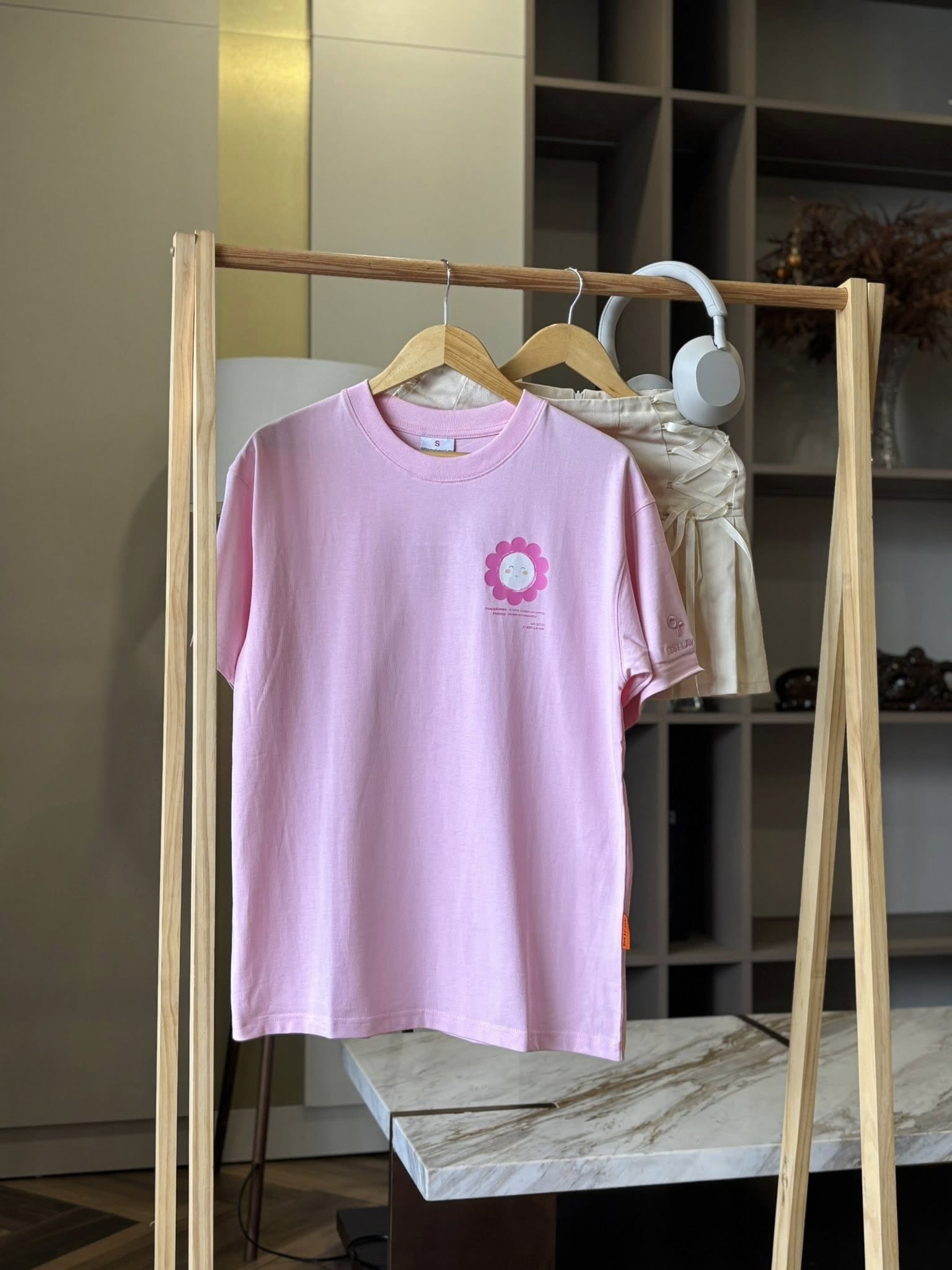 áo thun oversize cslavie smile eri pink