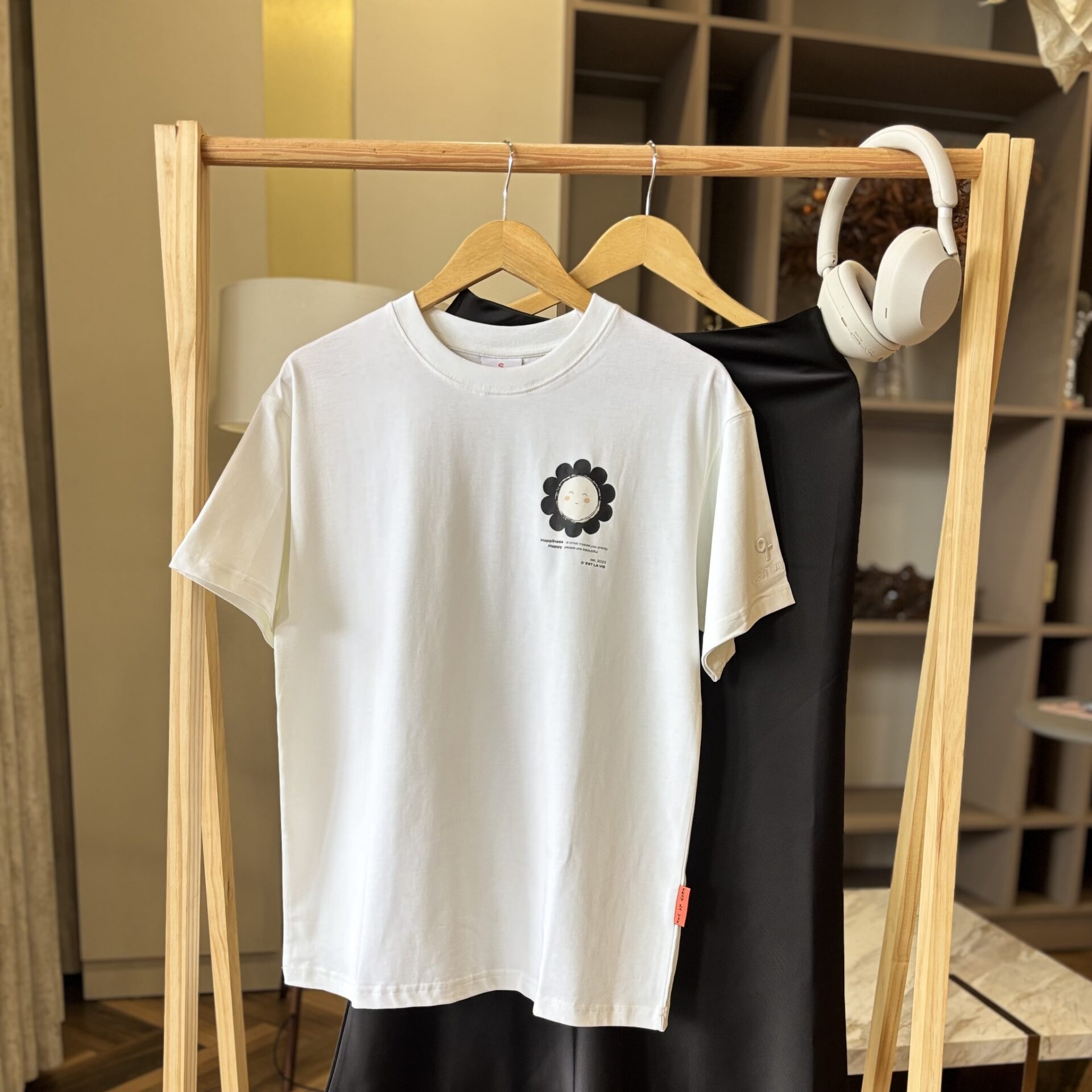 áo thun oversize cslavie smile eri set white