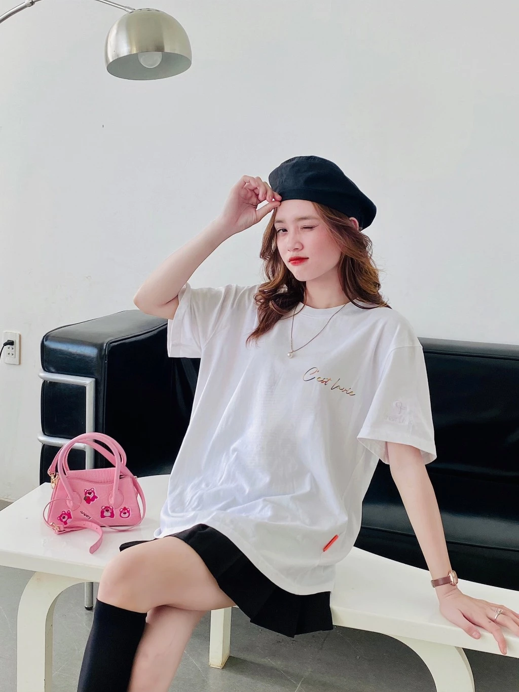 áo thun oversize cslavie to the detail white nu