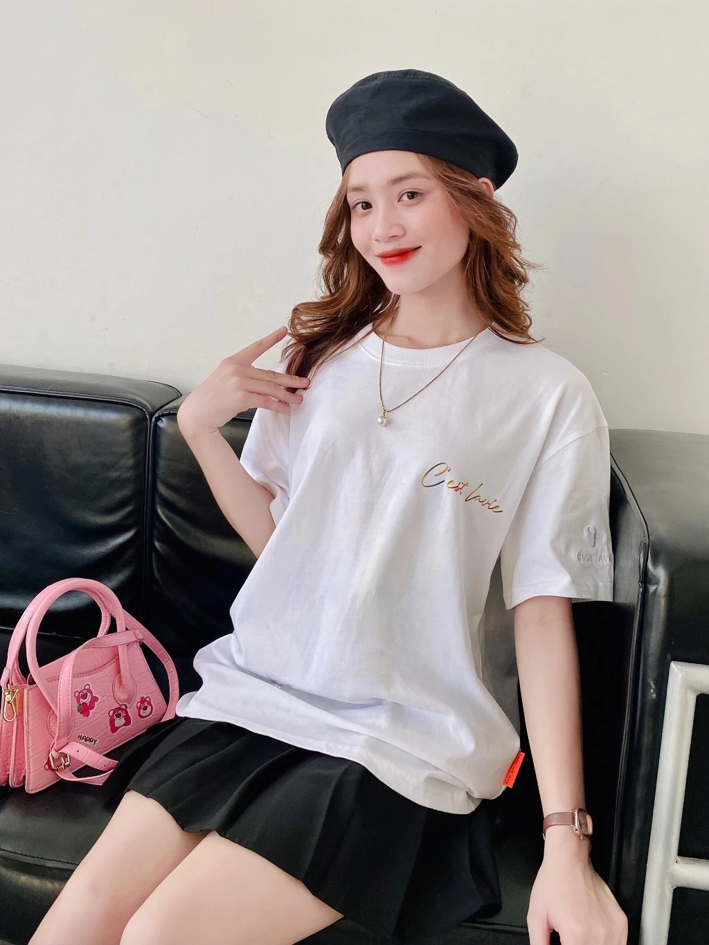 áo thun oversize cslavie to the detail white nu