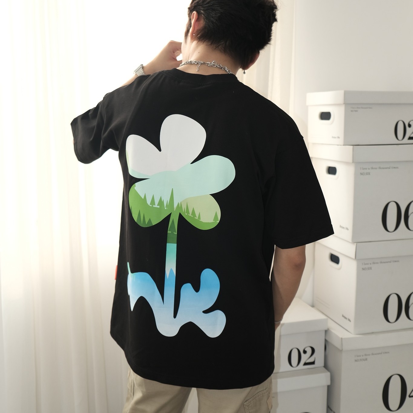 áo thun áo thun oversize cslavie tree black dễ phối đồ
