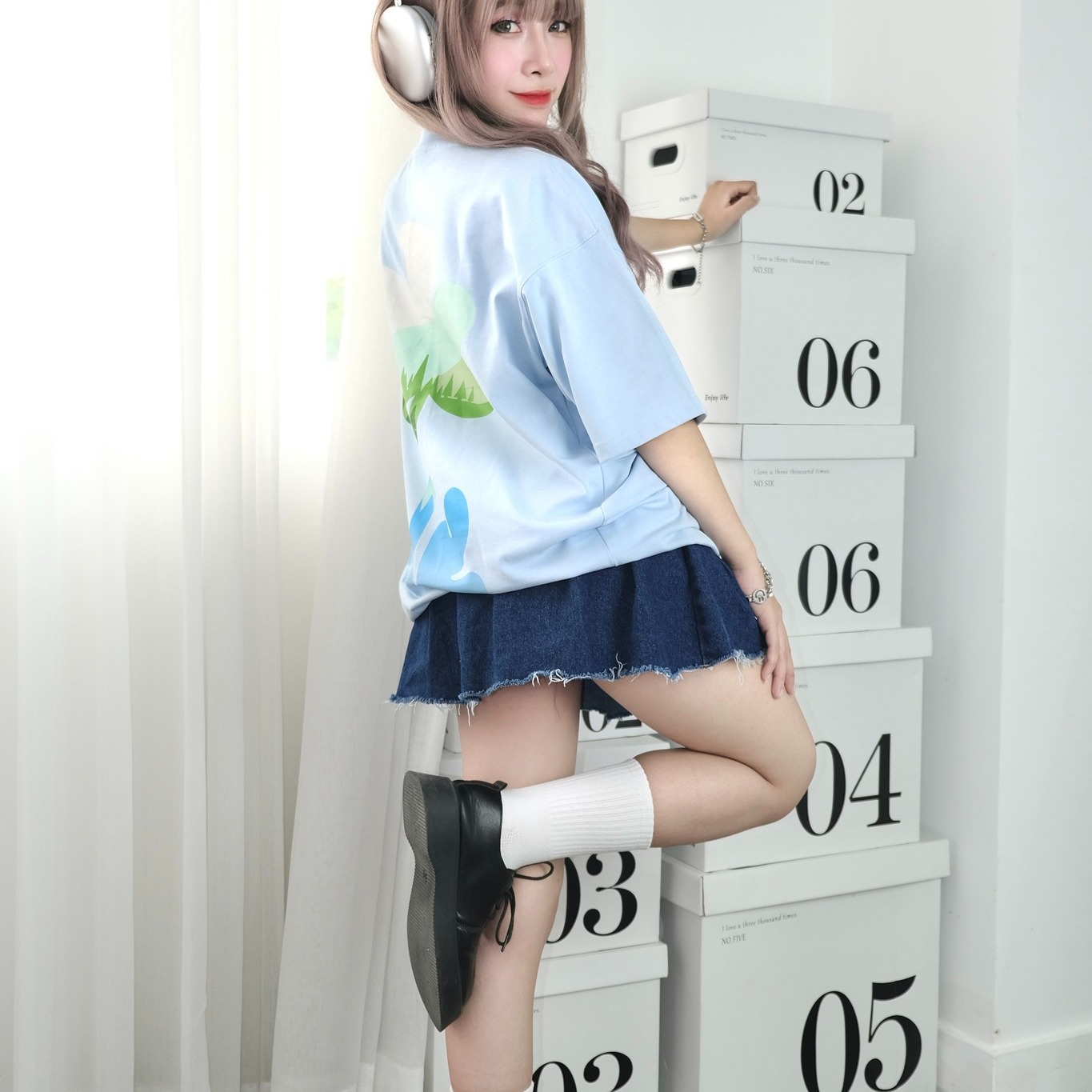 áo thun oversize cslavie tree blue
