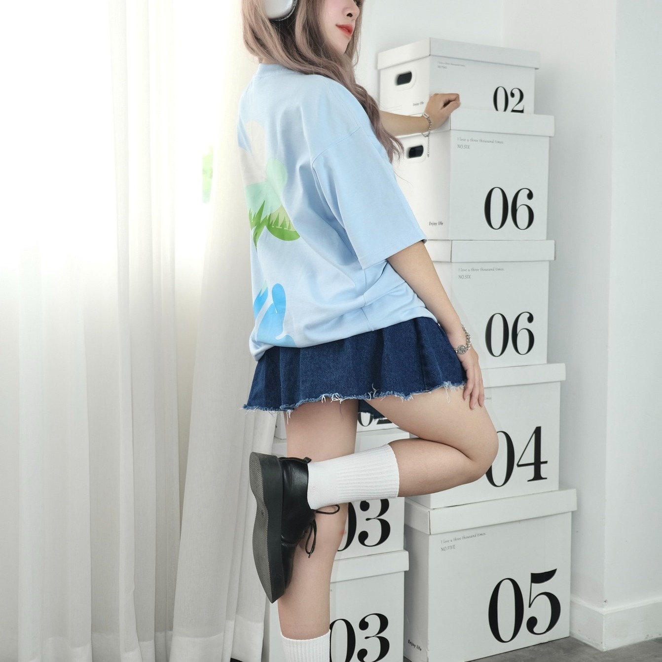 áo thun oversize cslavie tree blue
