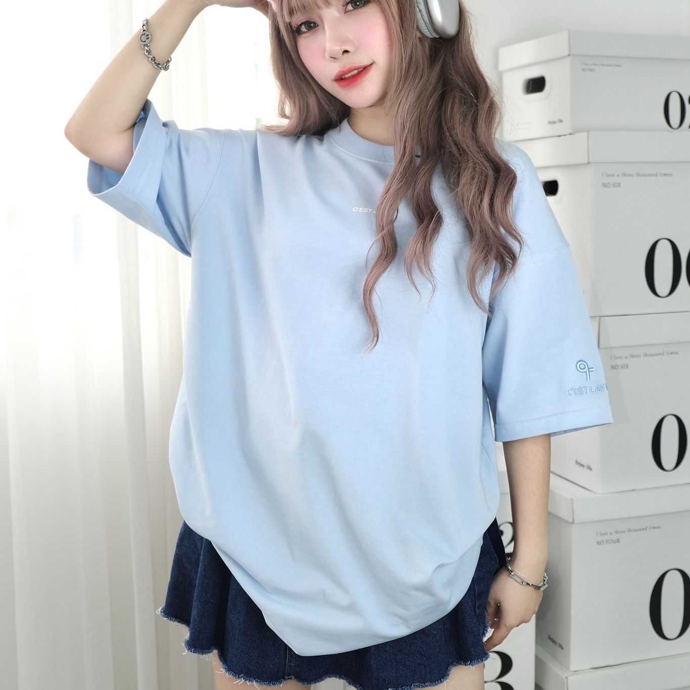 áo thun oversize cslavie tree blue 528