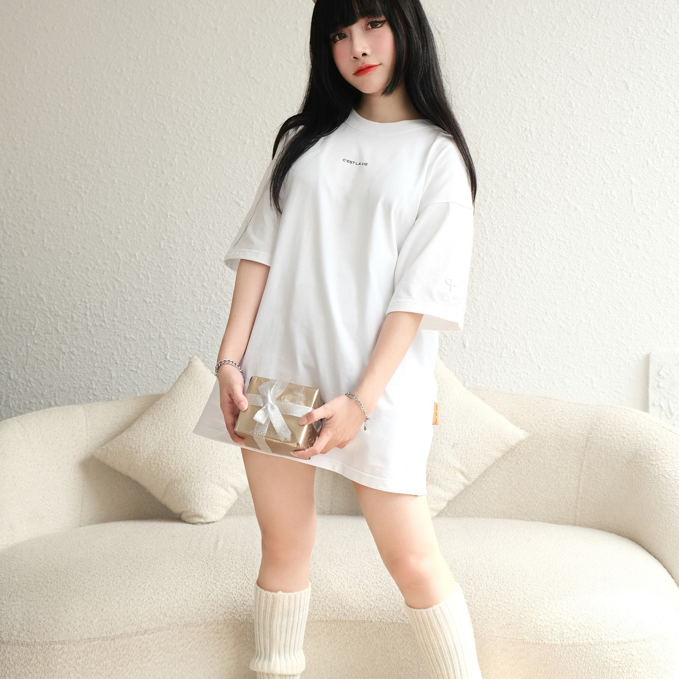 áo thun oversize cslavie tree white 707