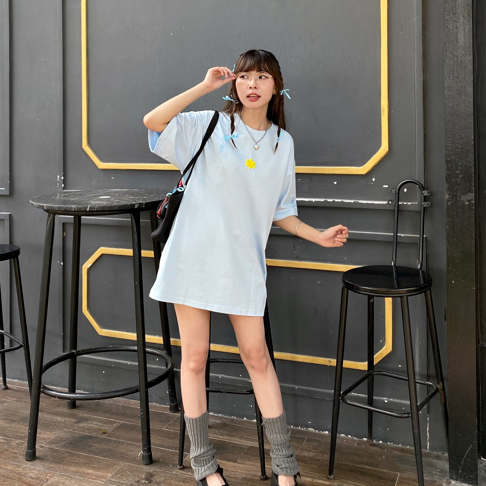áo thun oversize nu cslavie blue 223