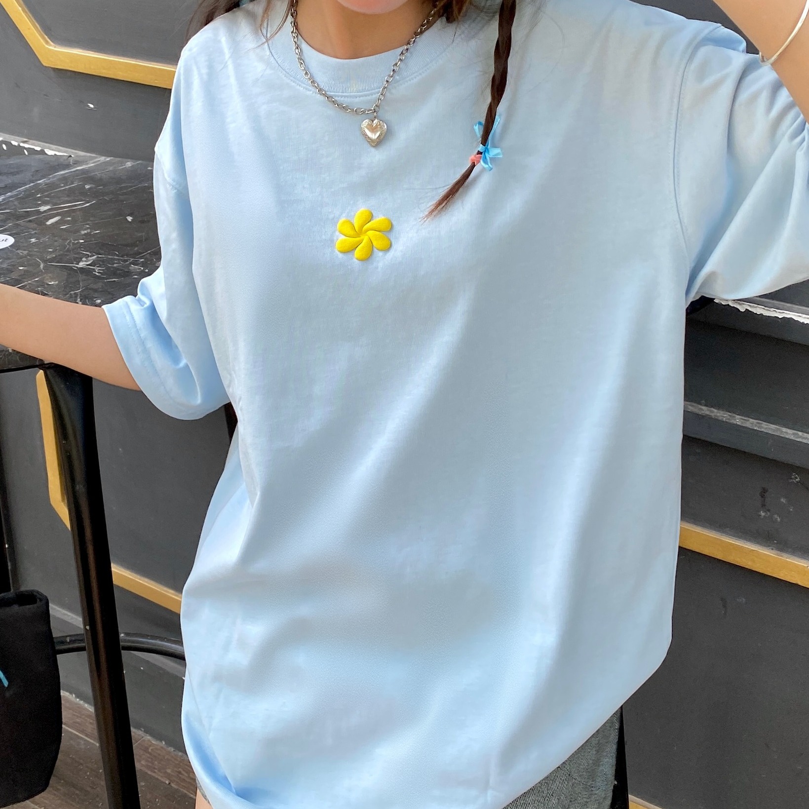 áo thun oversize nu cslavie blue