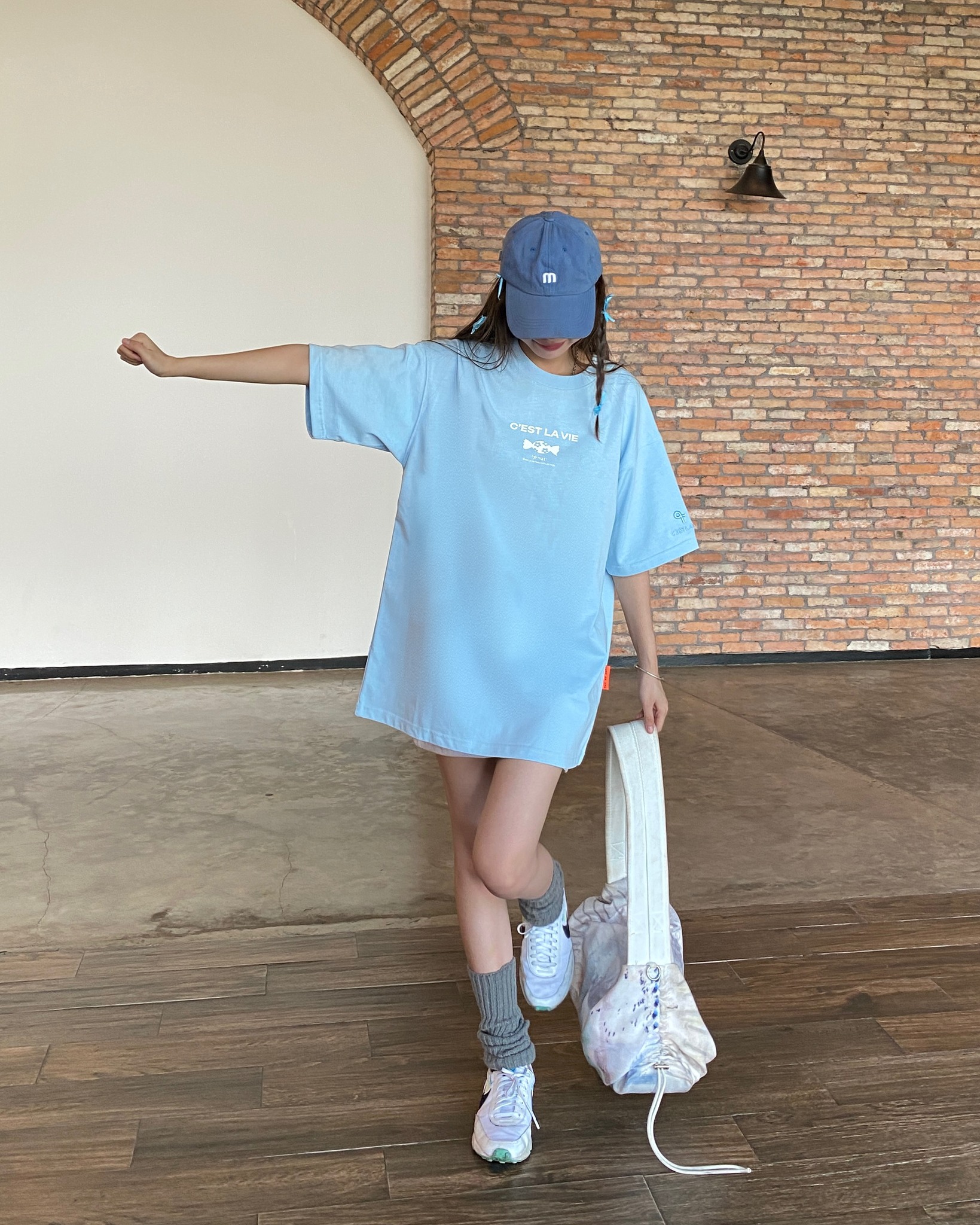 áo thun oversize nu cslavie candy blue