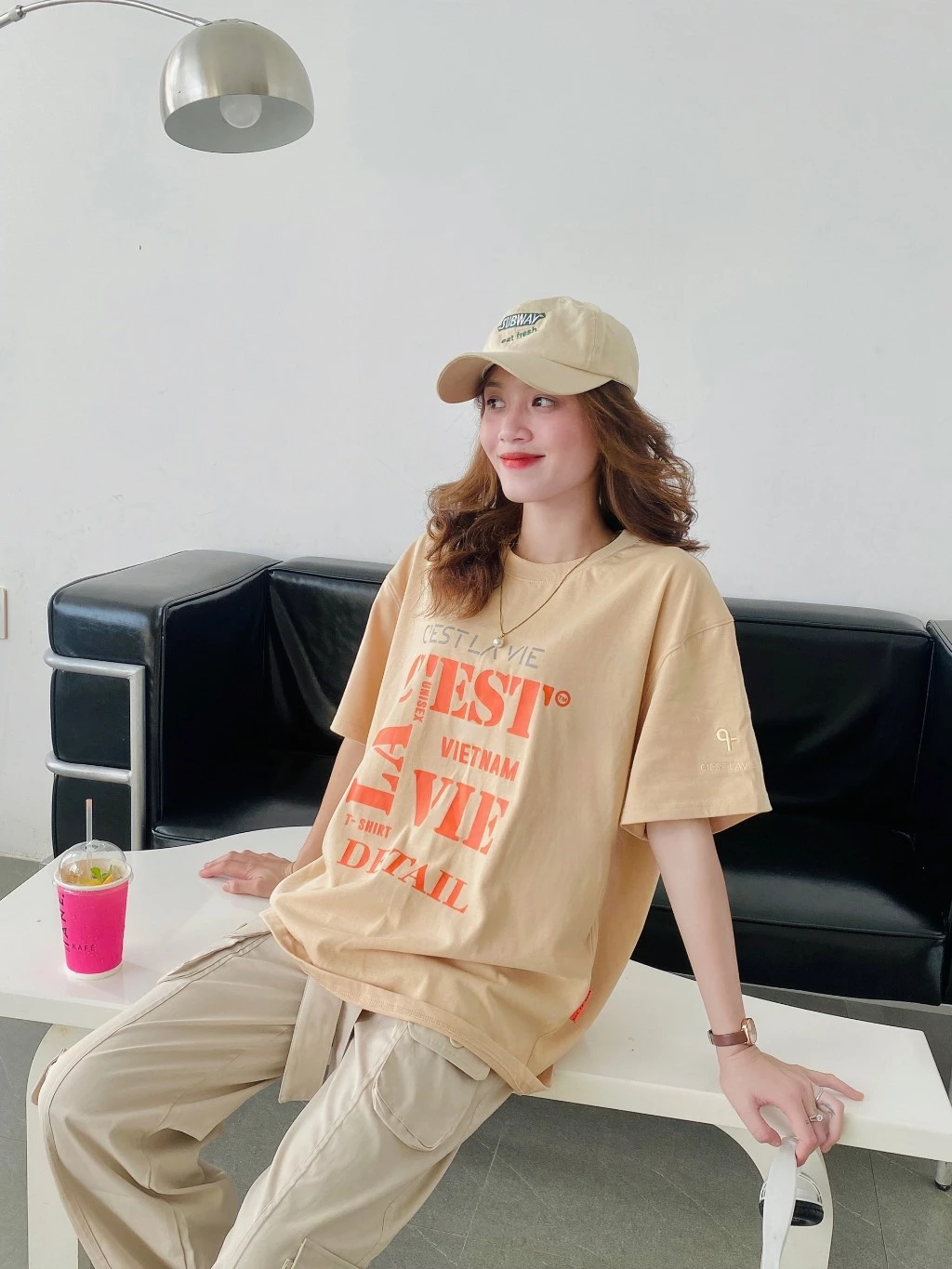 áo thun oversize unisex cotton 250gsm cslavie be nu 762
