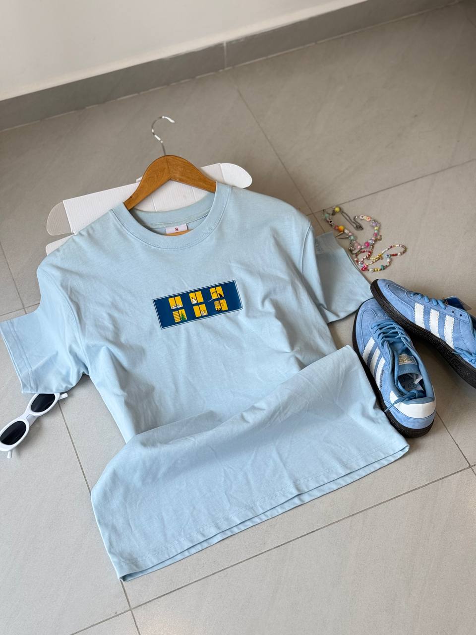 áo thun áo thun oversize unisex cslavie blue dễ phối đồ