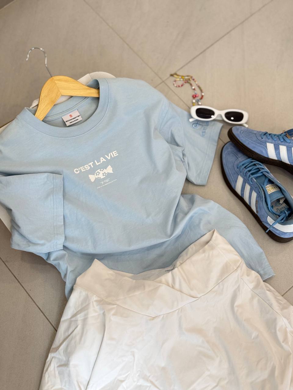 áo thun oversize unisex cslavie keo blue
