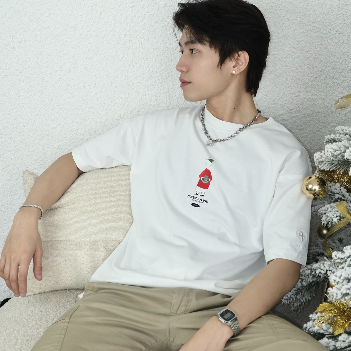 áo thun unisex cslavie bear white 117