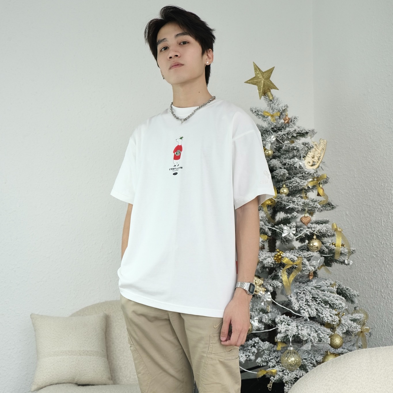 áo thun unisex cslavie bear white