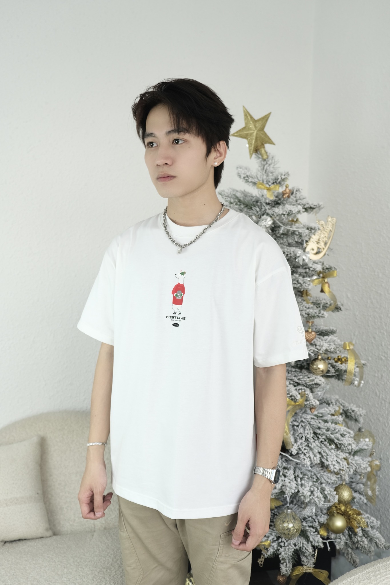 áo thun unisex cslavie bear white 639