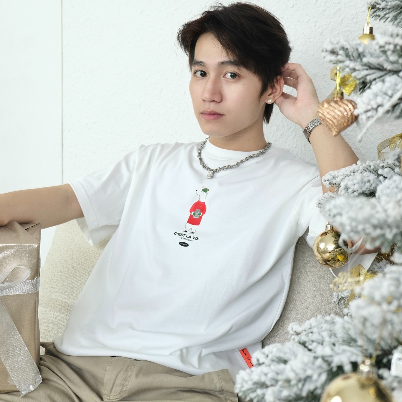 áo thun unisex cslavie bear white