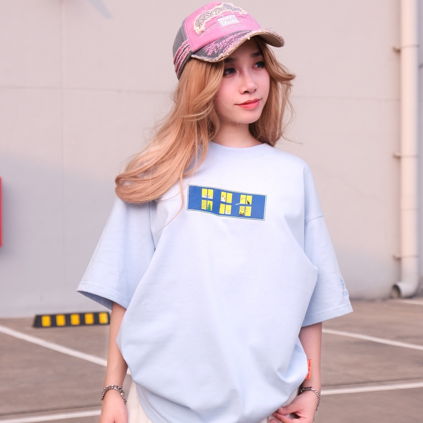 outfit áo thun unisex cslavie windows blue phong cách tối giản