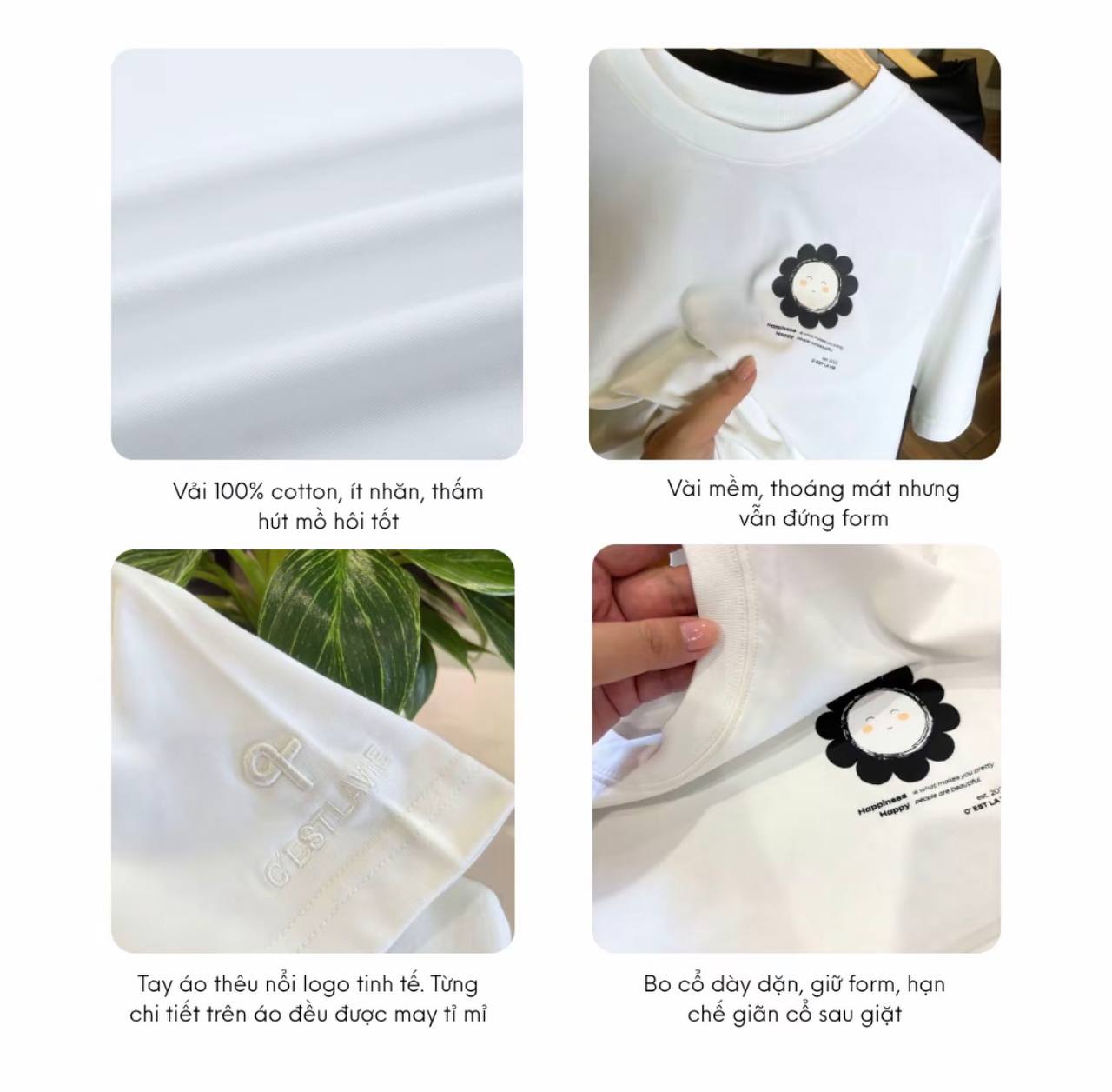 áo thun local brand unisex smile white info